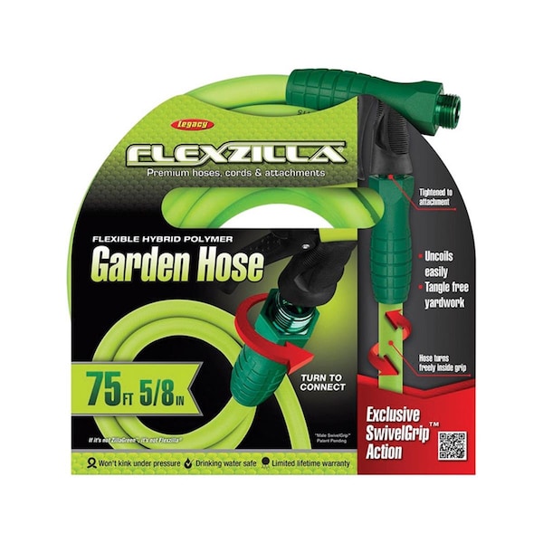 Legacy 0.62 in. Dia. x 75 ft. Flexzilla Garden Hose Kink Resistant LE4837 - main